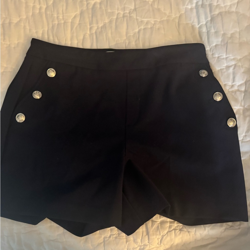 Rachel Zoe Blue High Waist Shorts with Silver Buttons